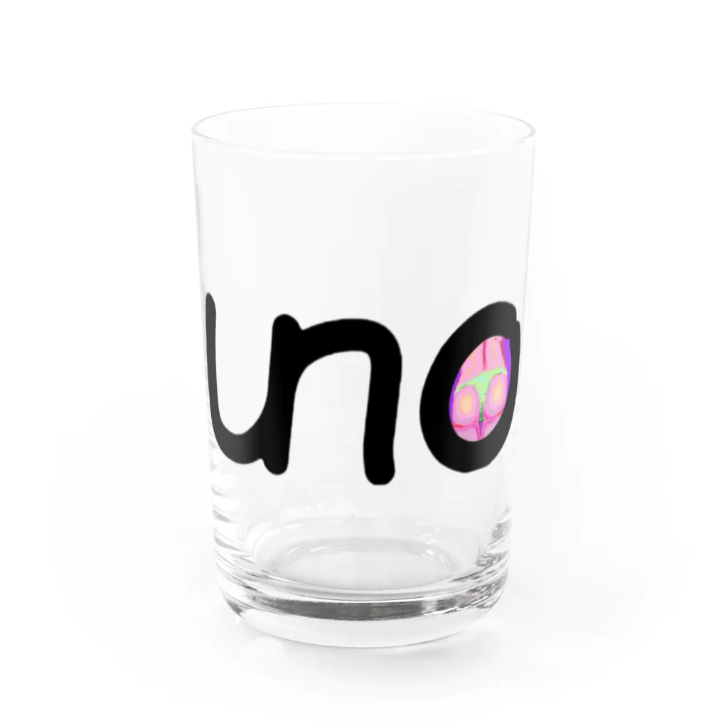 unoのUNOロゴ×ドットビキニヒップ Water Glass :front