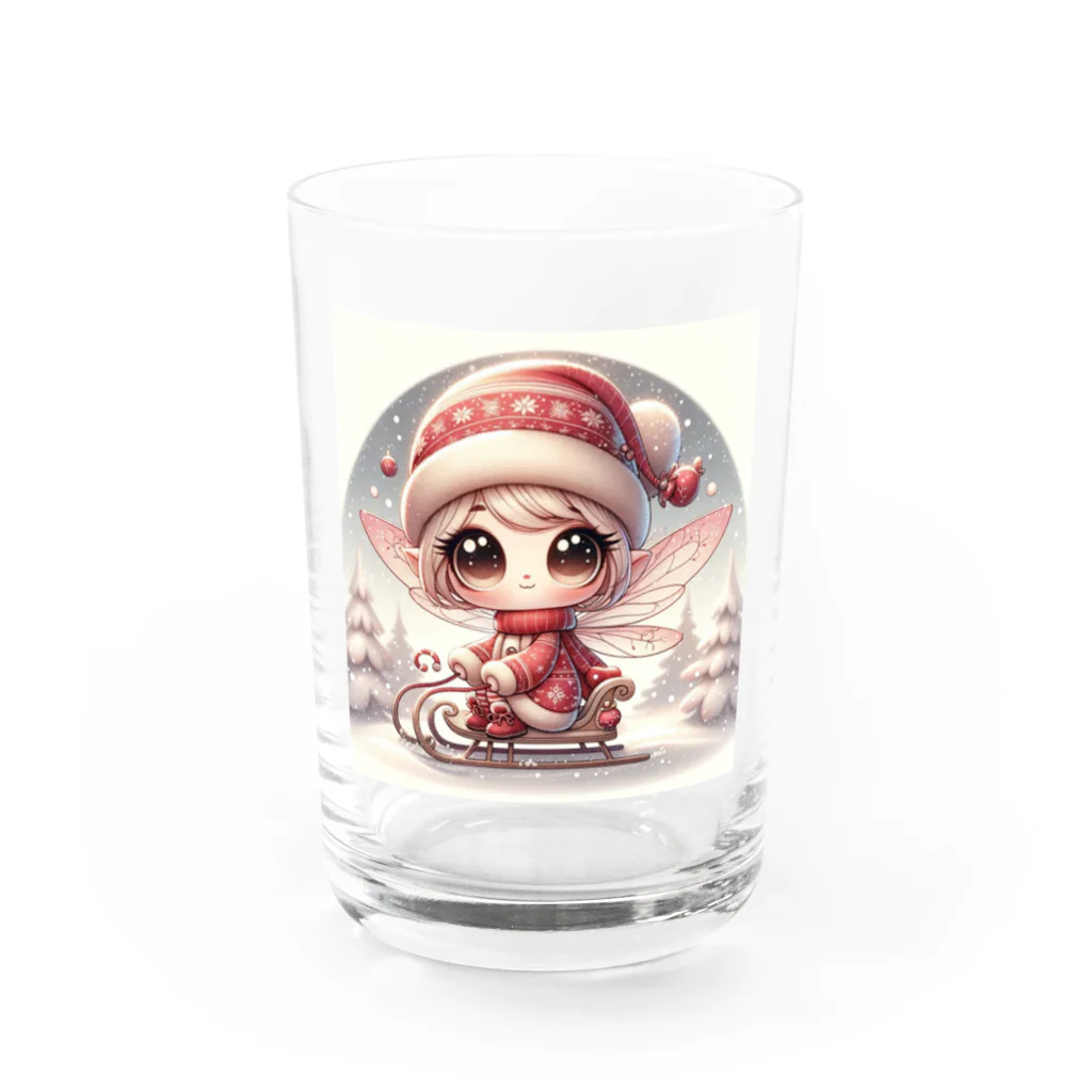 もふもふアニマルズの妖精のクリスマス グラス前面