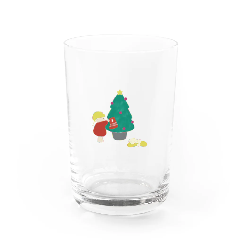 あおはるshopのおんなのコとワンコのクリスマス Water Glass :front