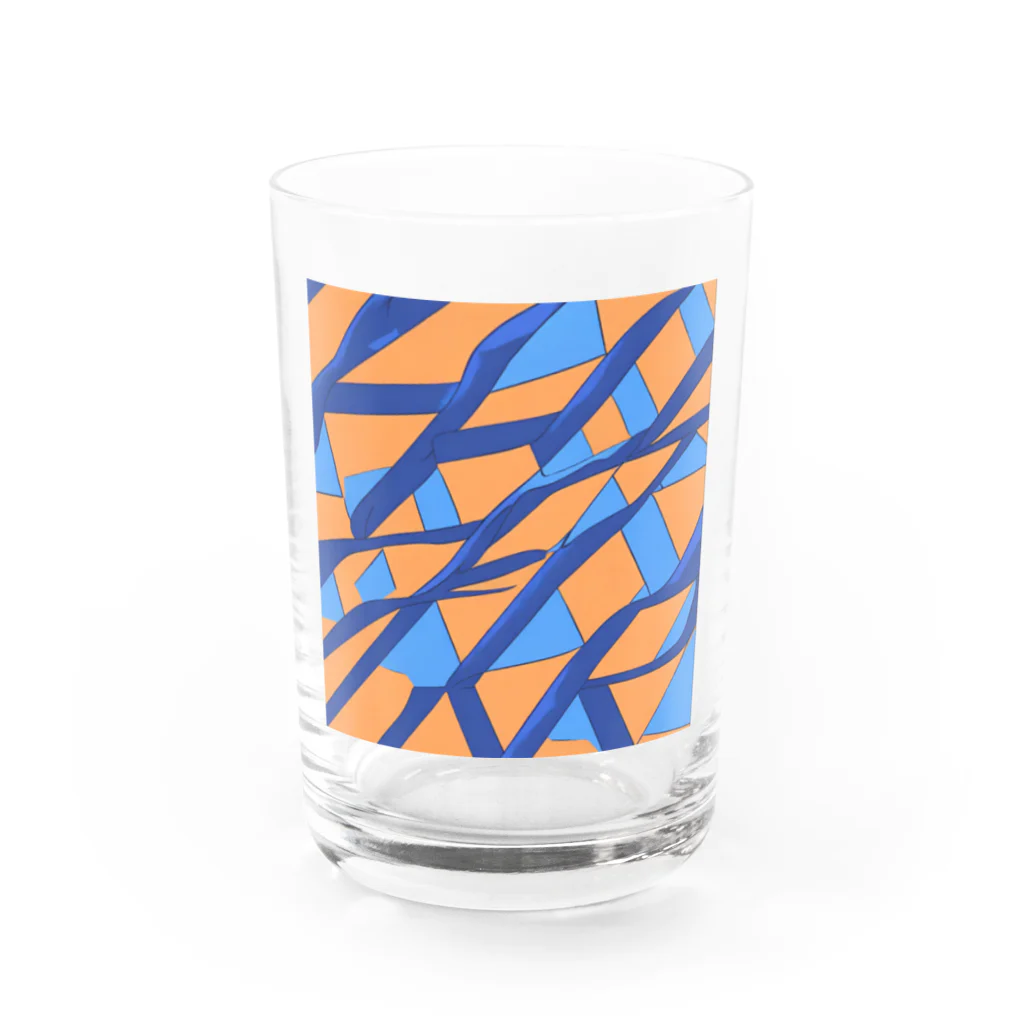 理系大学院生の出力のティールオレンジ Water Glass :front