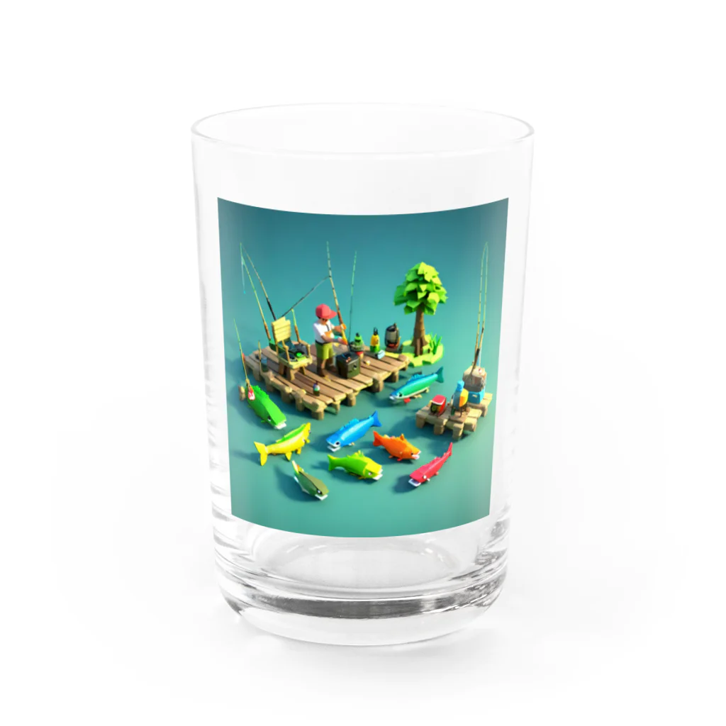 No Fishing No Life の釣り　LEGO？ Water Glass :front