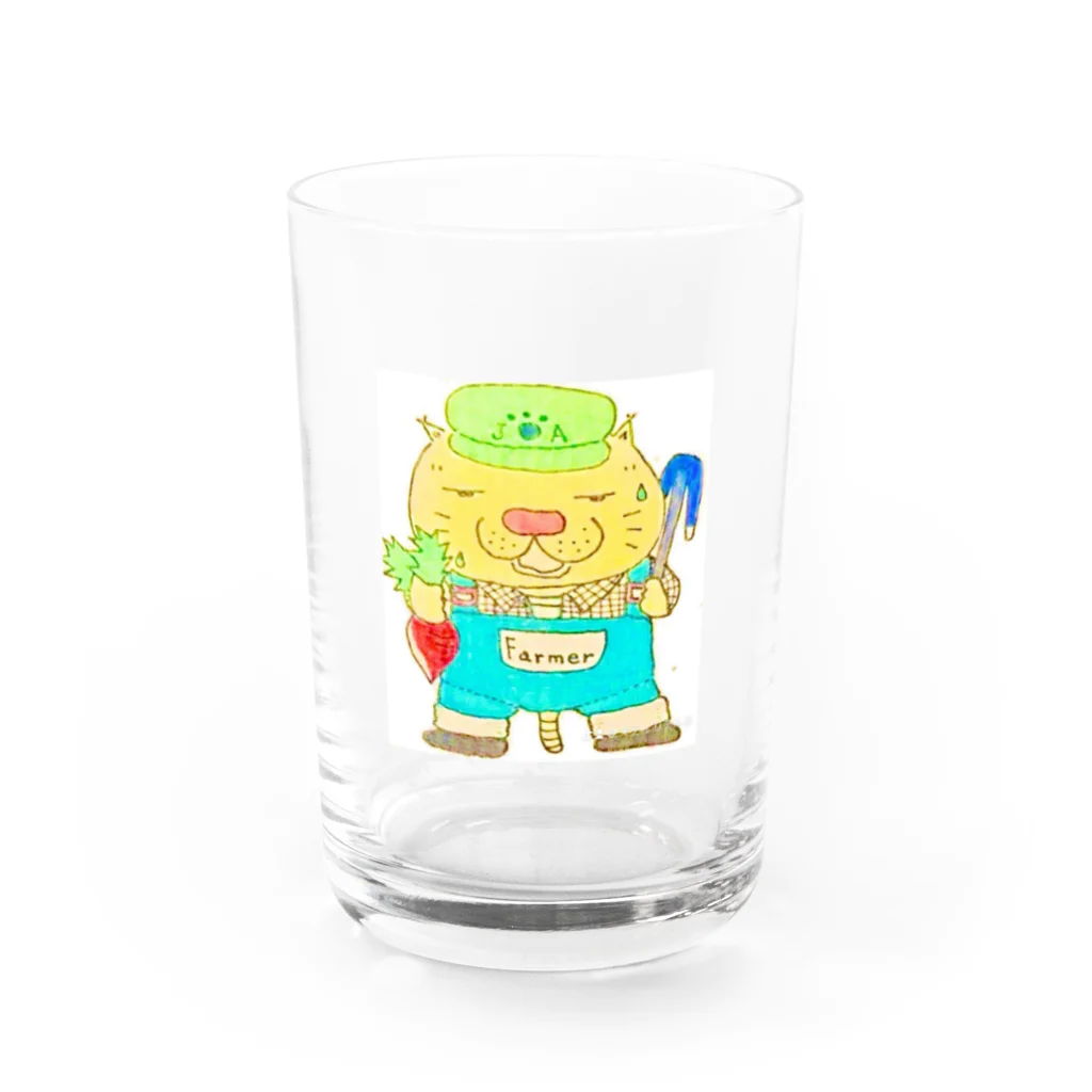 マティリアルの可愛い猫の農家さん Water Glass :front