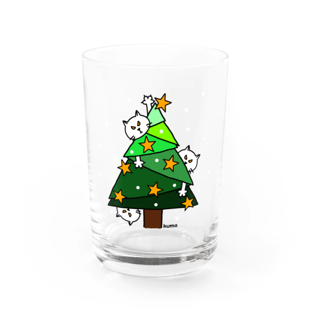 mkumakumaのニャンコの楽しいクリスマス Water Glass :front