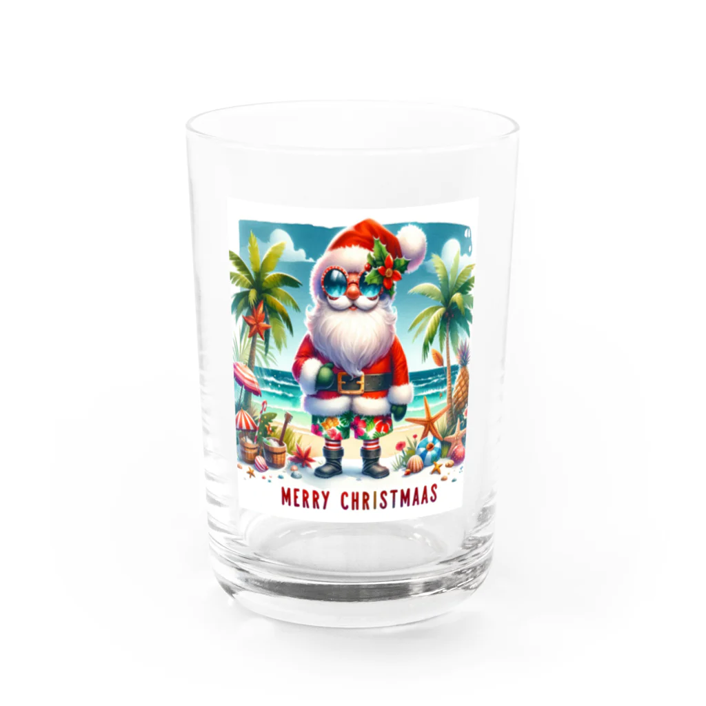 TACHYONJAPANのMerry Christmasシリーズ　サンタのサマークリスマス」 Water Glass :front