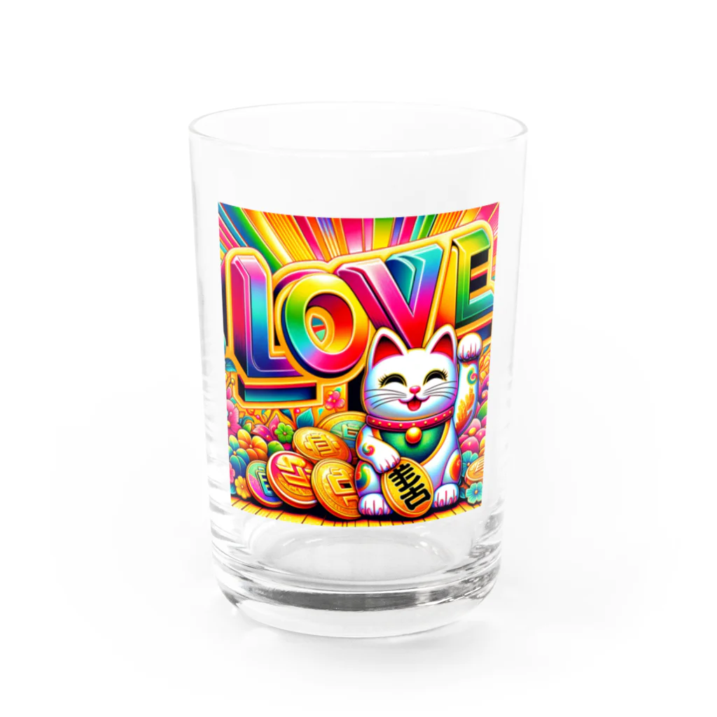 DesignDreamerの光輝く福招き猫 Water Glass :front