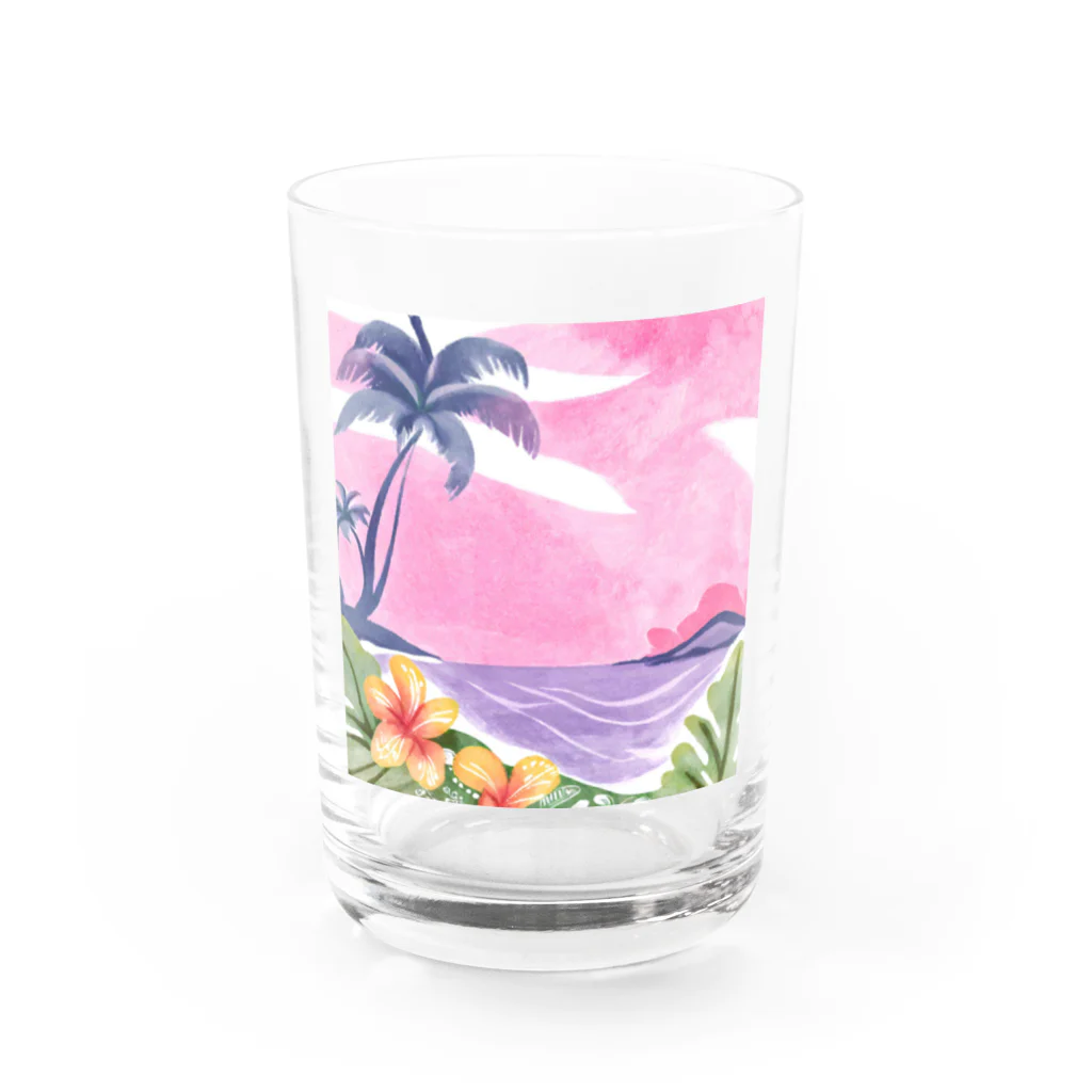 Sweet_moonLaboのHawaii　海とハイビスカス Water Glass :front