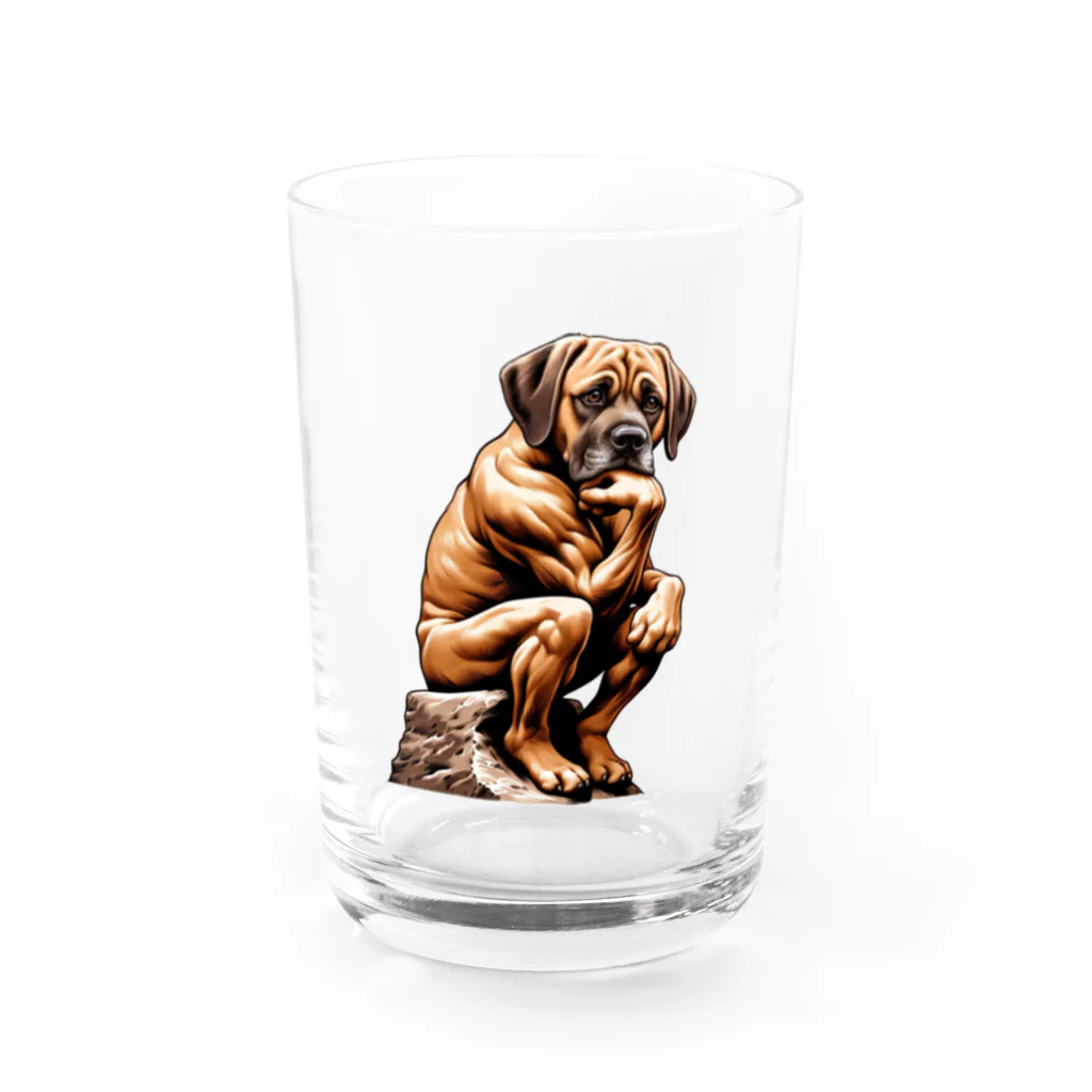 Urban A24の【Thinks】考える犬 Thinking Dog Water Glass :front