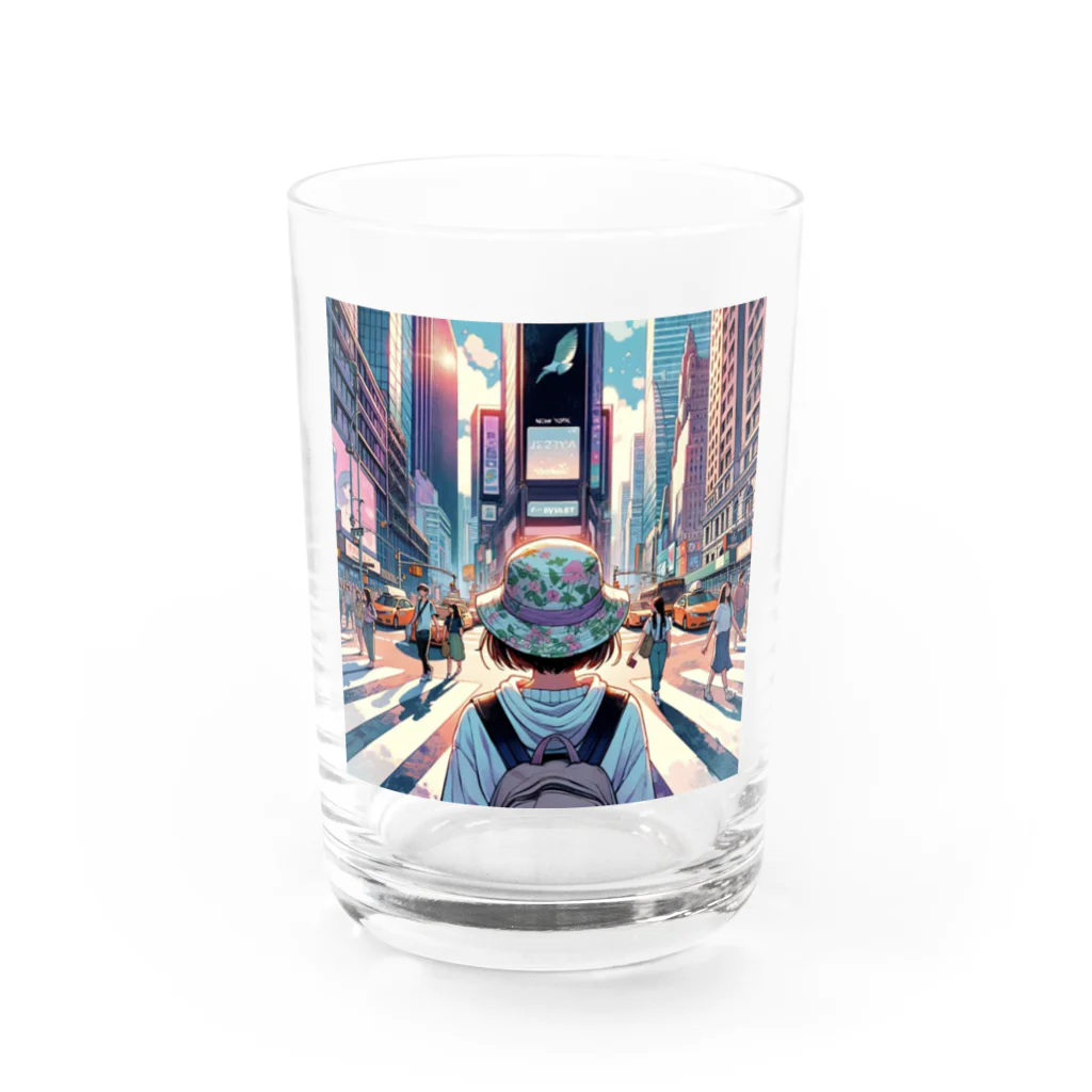 Artful Whiskersの一人旅の少女 Water Glass :front