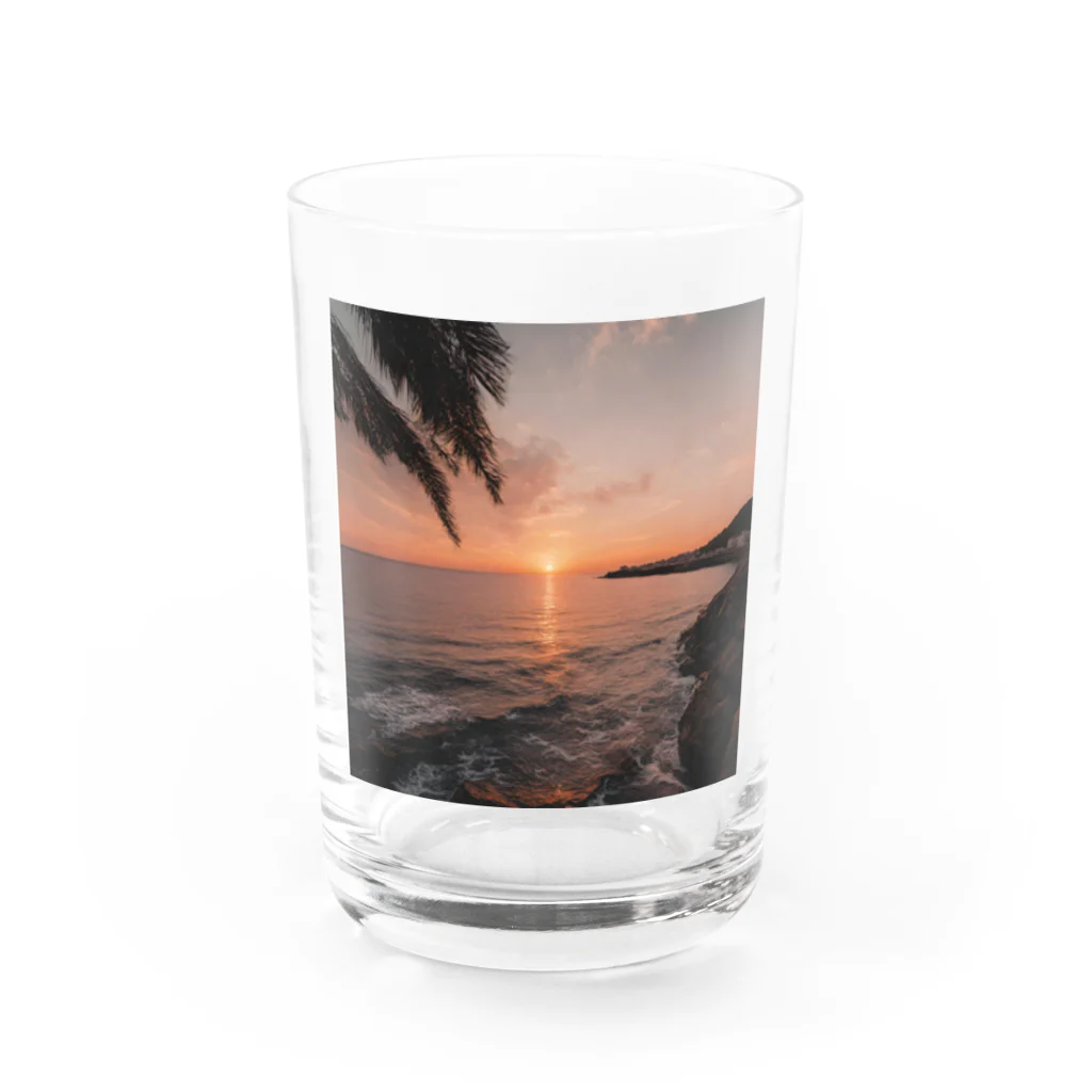 海外の景色たちの海外の夕焼け Water Glass :front