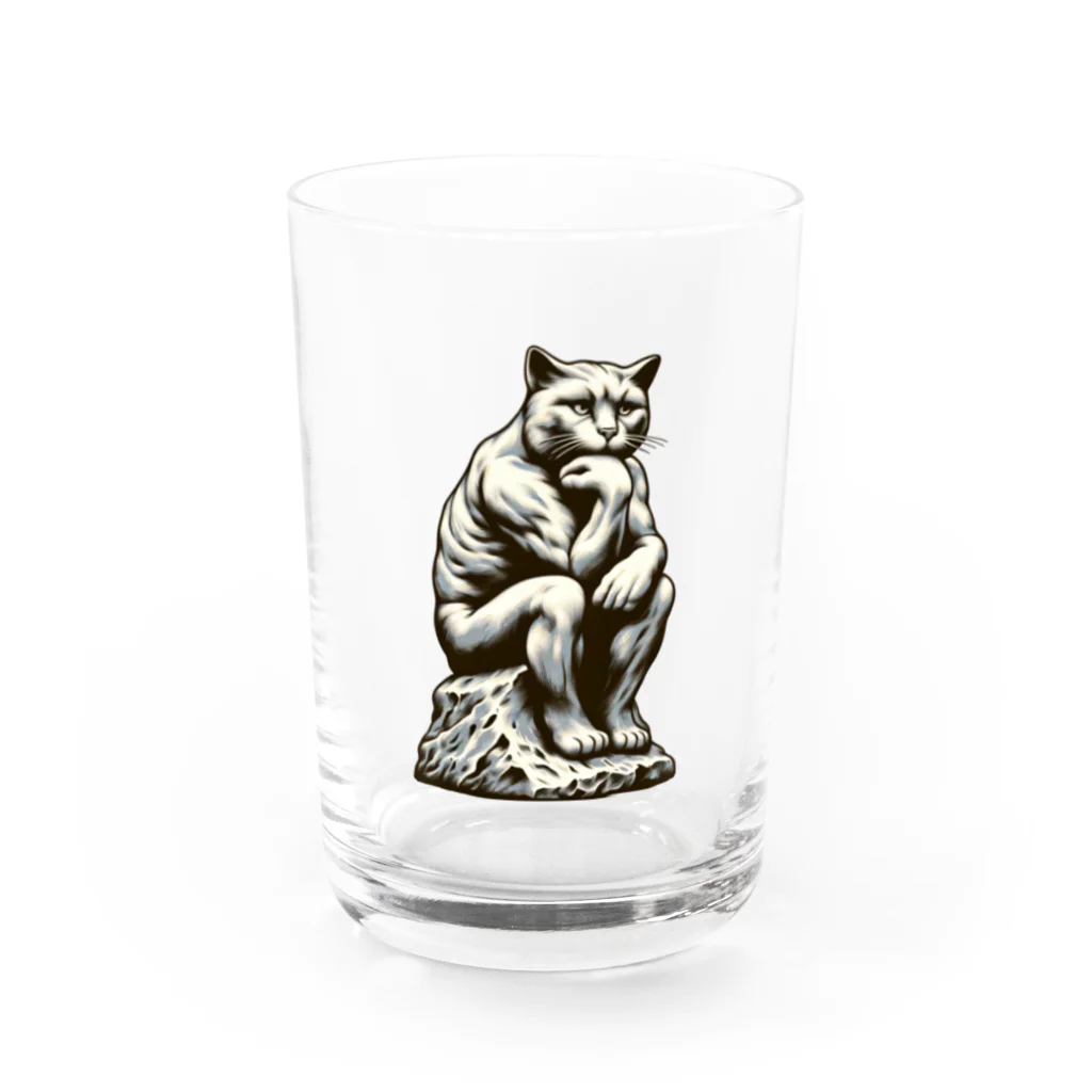 Urban A24の【Thinks】考える猫 Thinking Cat Water Glass :front