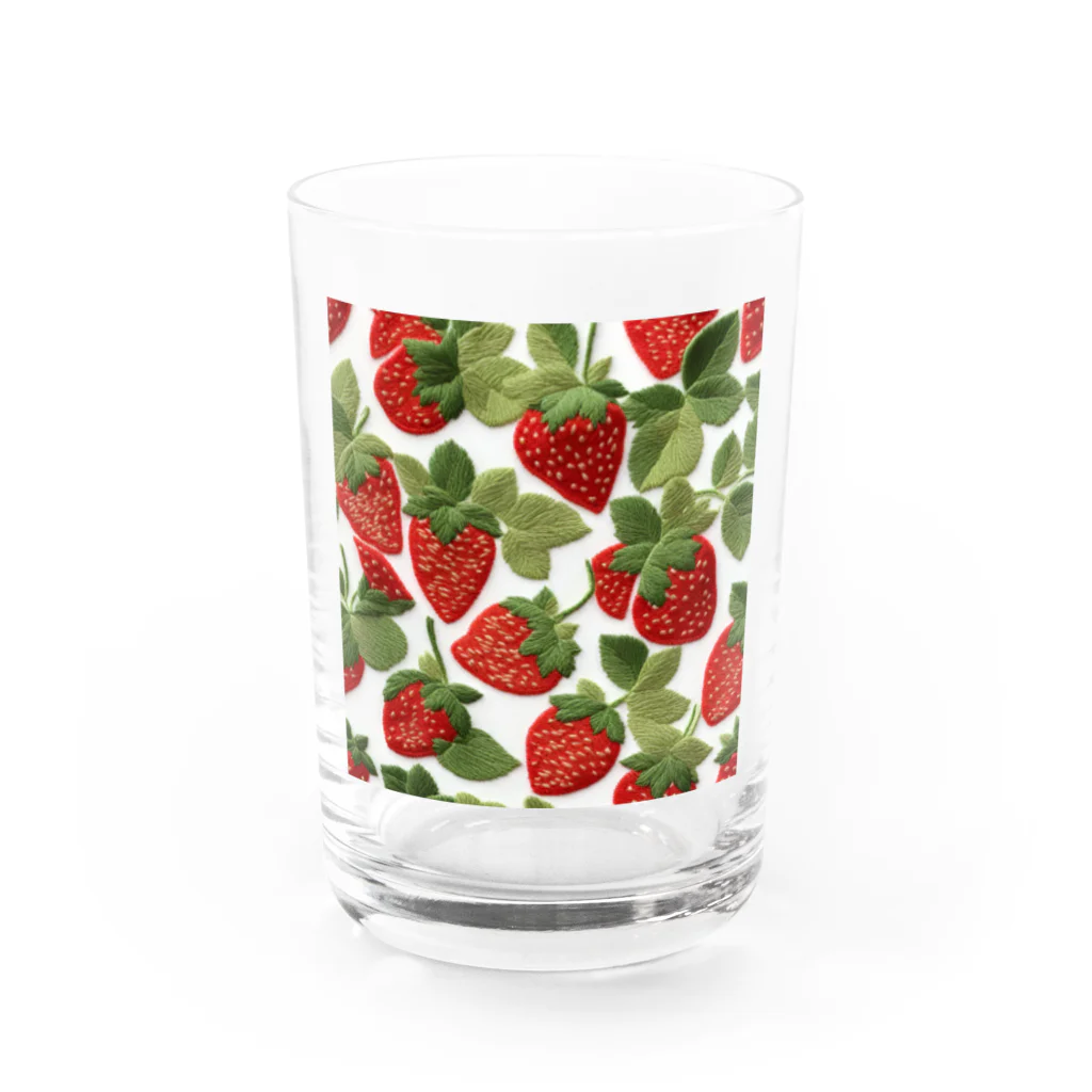 レイのイチゴの刺繍 Water Glass :front