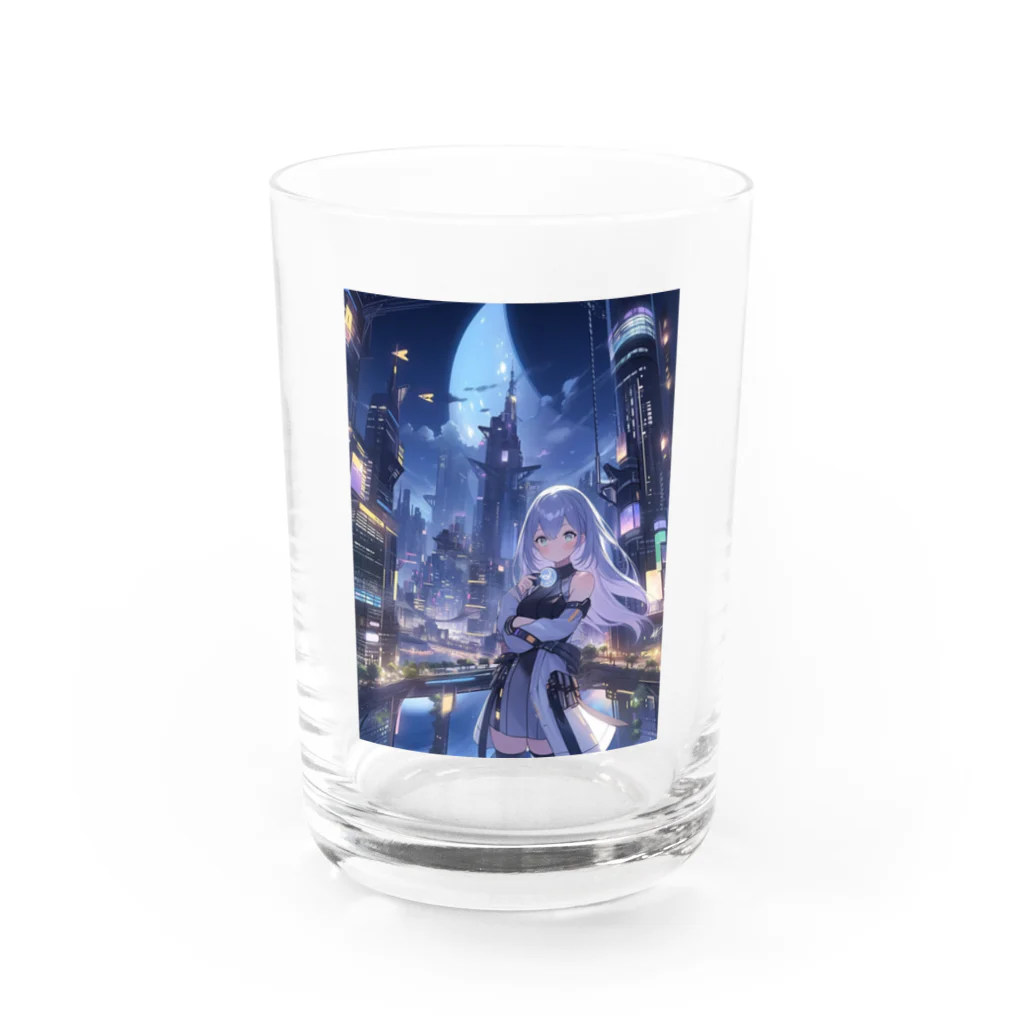 シロクマペンギンのムーンライトシティのメタリックガール Water Glass :front