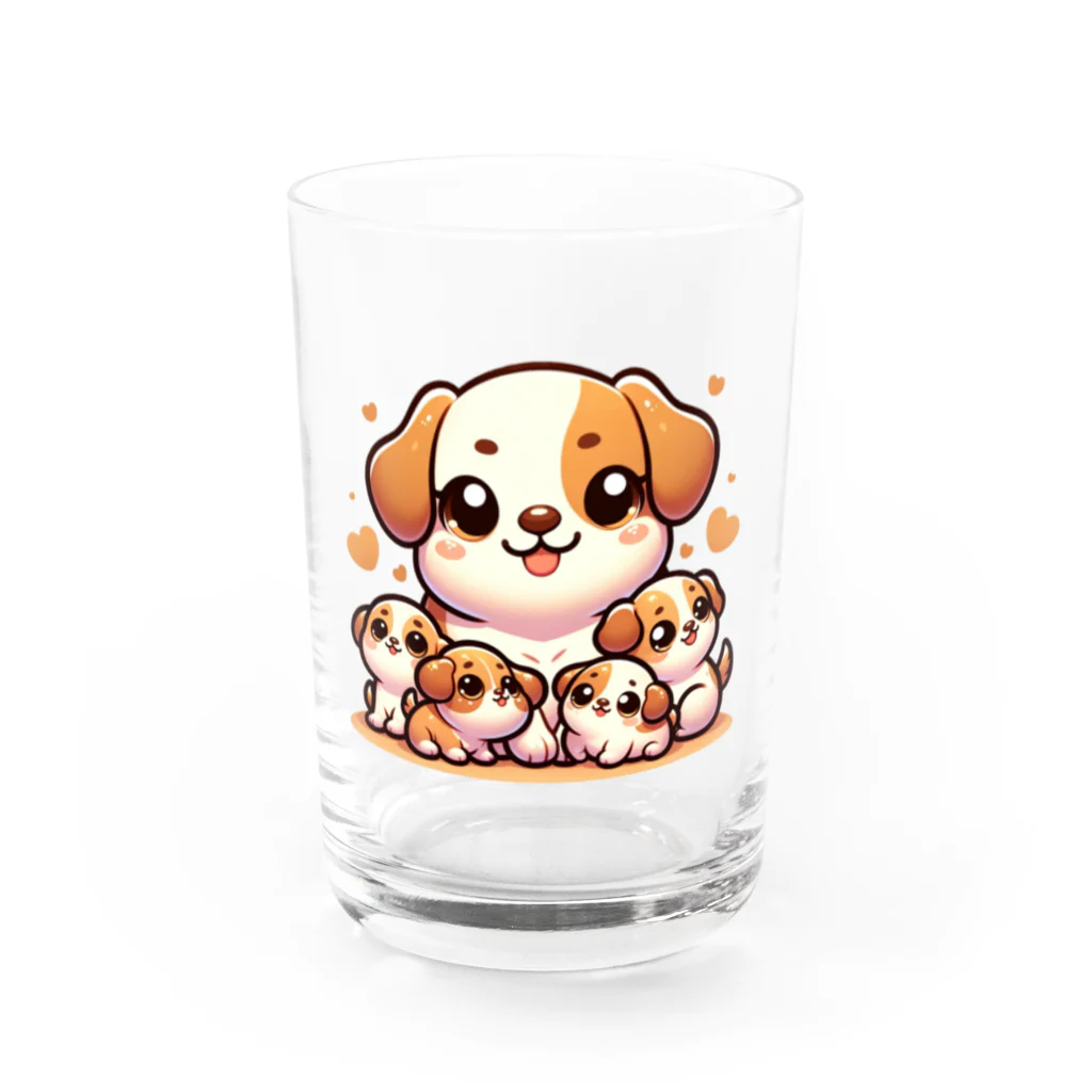 mitsu5872のわんぱく子犬とやさしいママ Water Glass :front