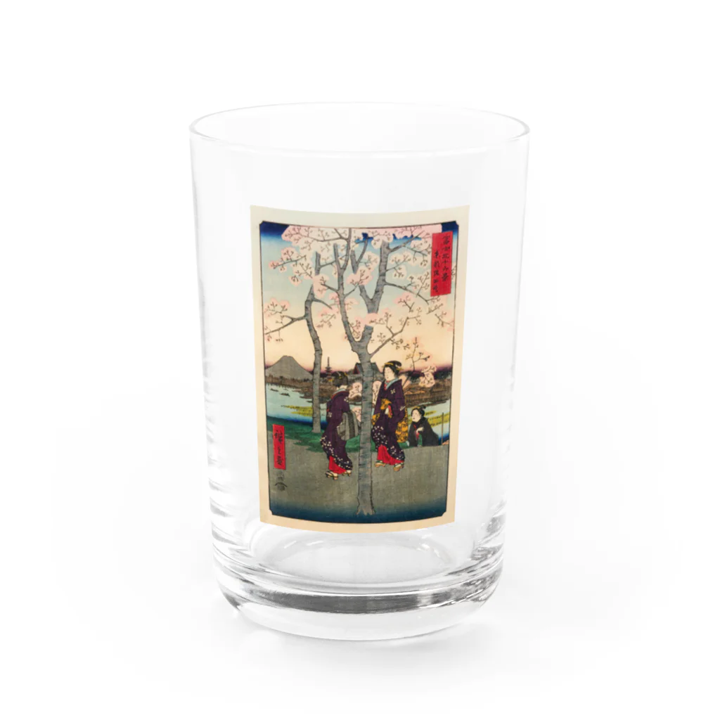 浮世絵屋の広重「冨二三十六景⑦　東都墨田堤」歌川広重の浮世絵 Water Glass :front