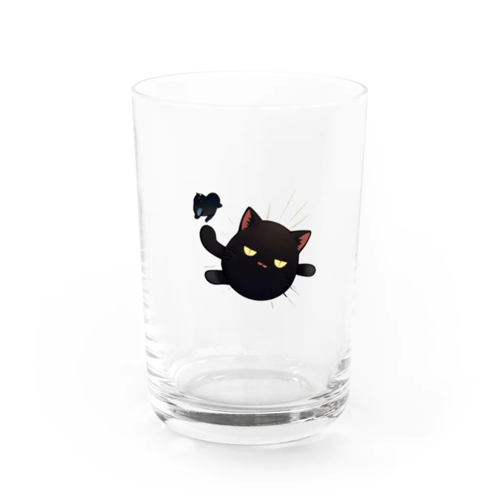 かわいい女の子とシュールな絵のジト目ネコ Water Glass :front