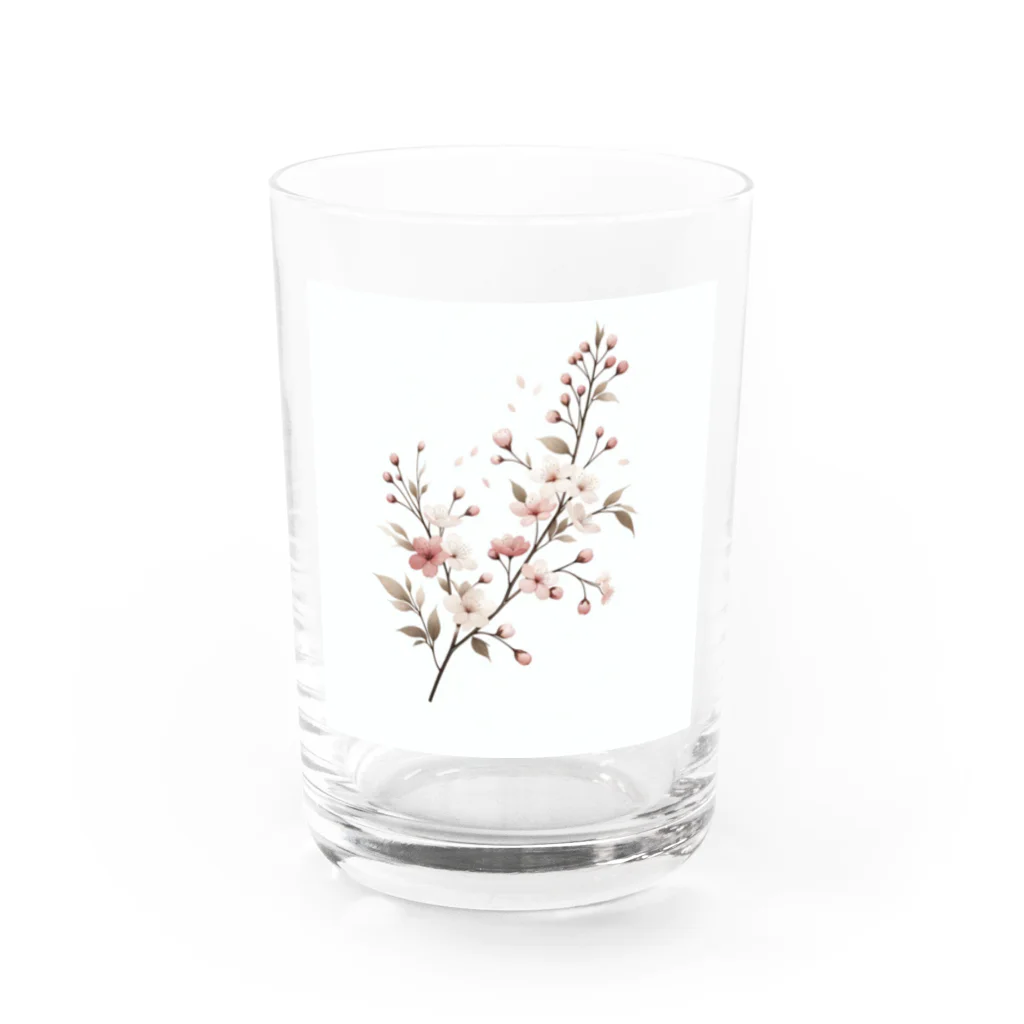 raio-nの春の息吹 - 桜のデザイン Water Glass :front