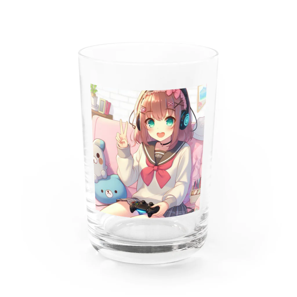 luckyTigerのゲーム女子 Water Glass :front