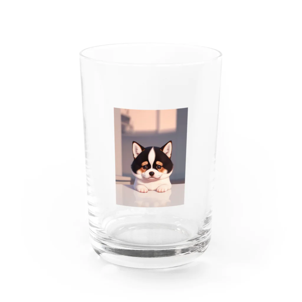 かわいい女の子とシュールな絵の子猫なしばちゃん Water Glass :front