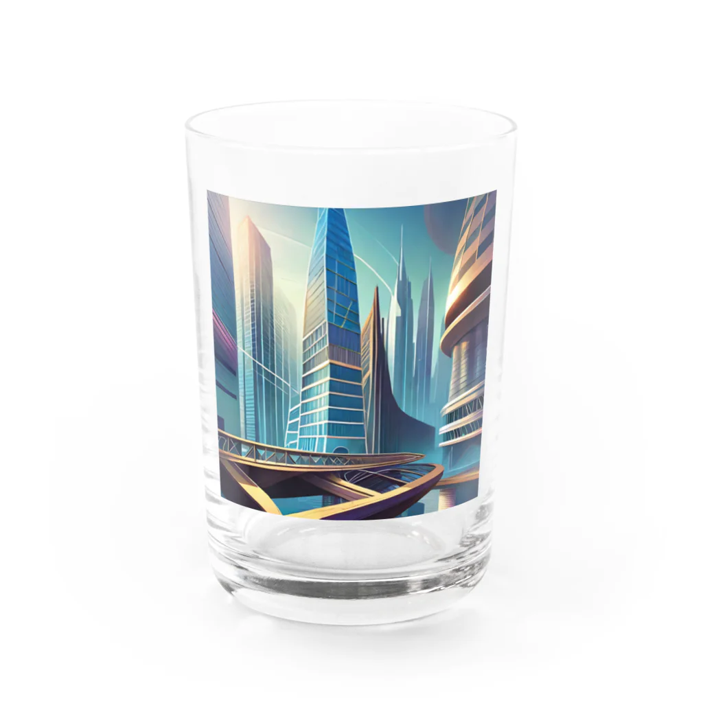 のんびりアート工房のジオメトリック都市 Water Glass :front