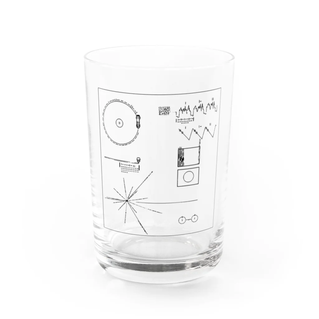 metao dzn【メタヲデザイン】のボイジャーのゴールデンレコード Water Glass :front