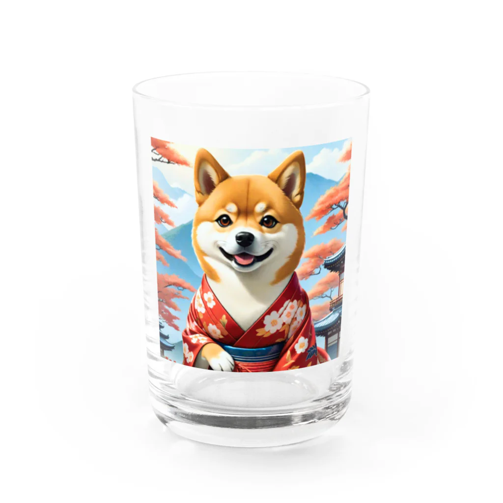 ポンキチはうすの着物姿の柴犬 Water Glass :front