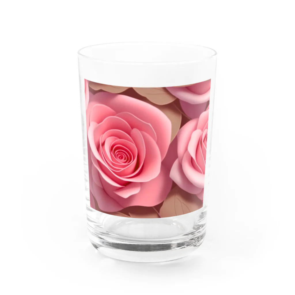 ポンキチはうすのピンクの薔薇 Water Glass :front