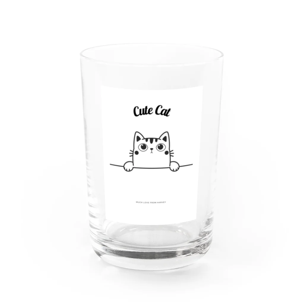 かわいい女の子とシュールな絵のcutecat Water Glass :front