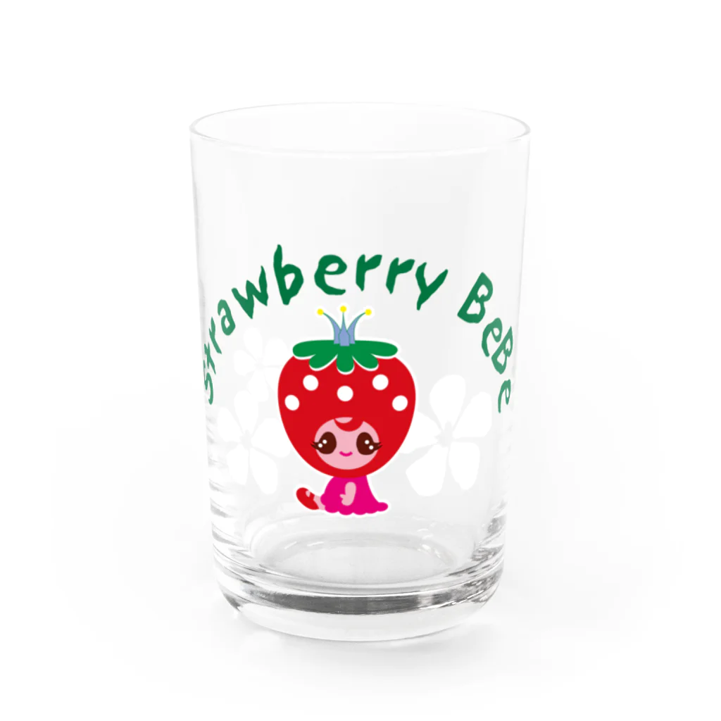 Illustrator Moca&Ram shopのいちごのお姫さまStrawberry BeBe🍓ストロベリーべべ グラス前面