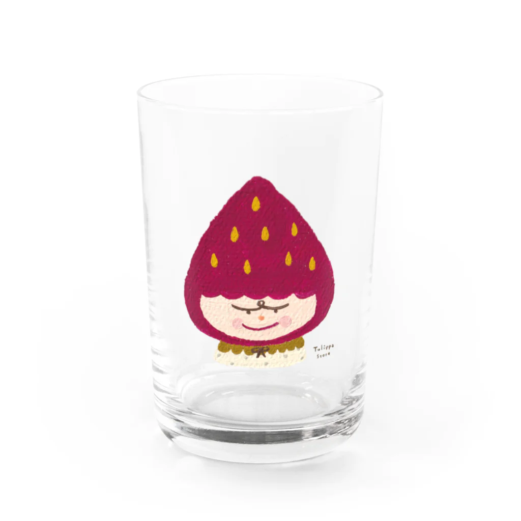 Tulippaのしかめっつらのいちごちゃん Water Glass :front