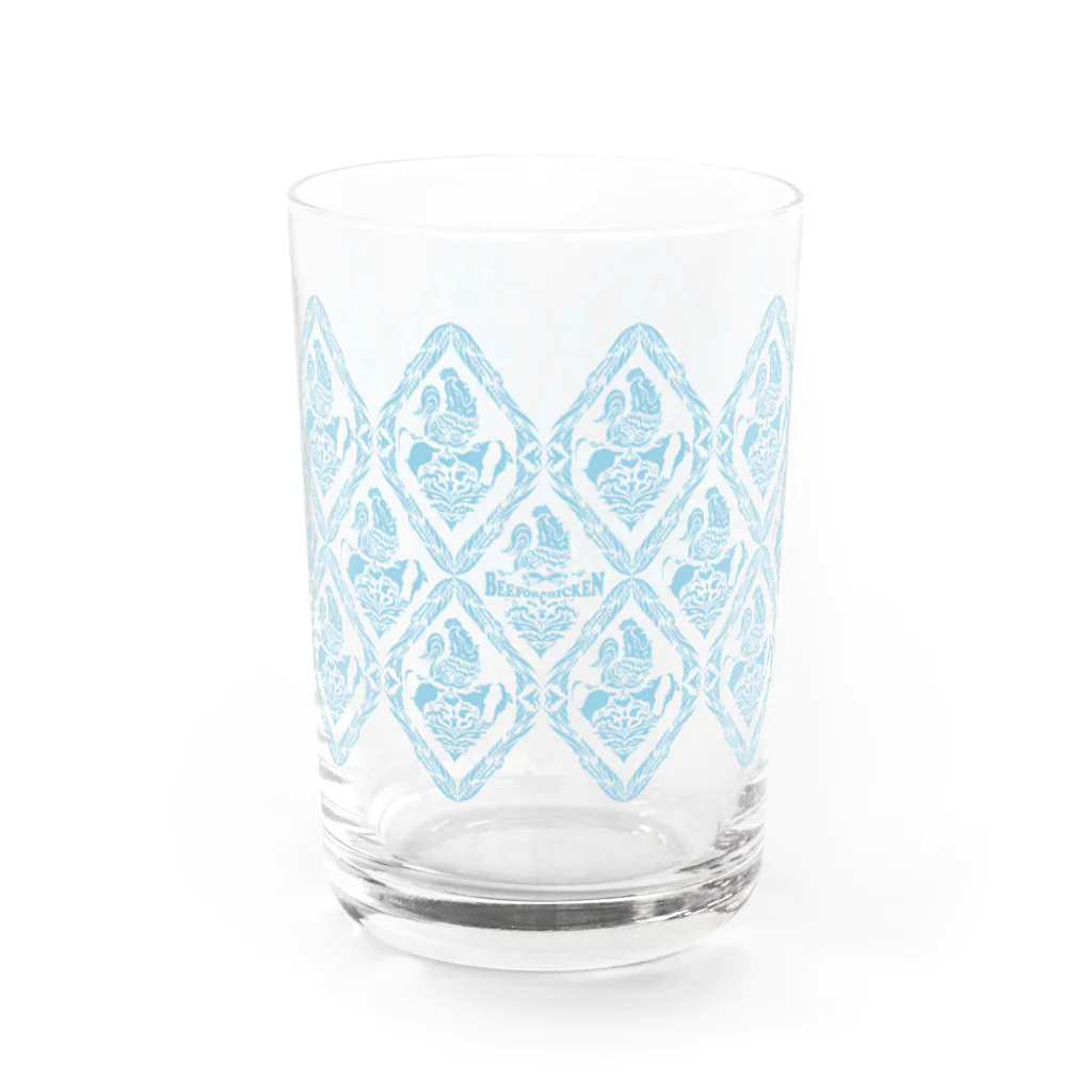 ビーフオアチキンアンドスープのダマスク柄ウォーターグラス サックスブルー Water Glass :front