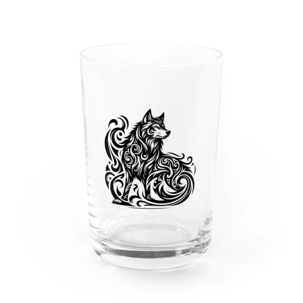 Nk-shopのWolf  ✖️  Tribal   「Stand」 Water Glass :front