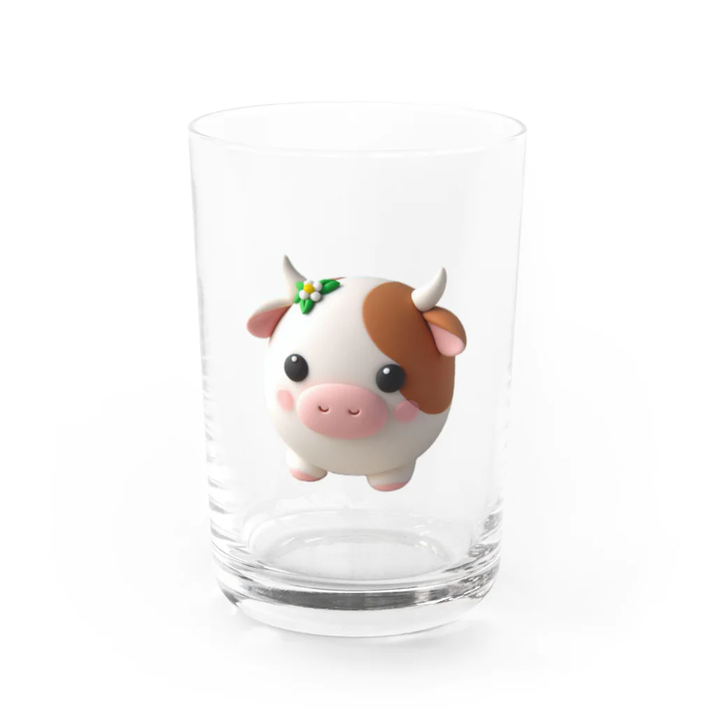 終わらない夢🌈の可愛い💕まんまる◯シリーズ✨　牛🐮 Water Glass :front