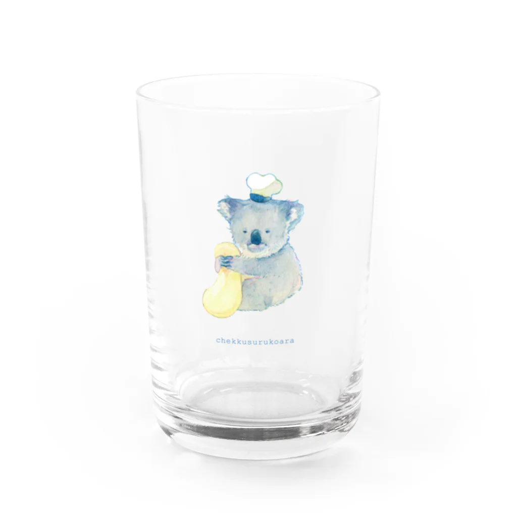 harappecoの生地のチェックするコアラ Water Glass :front