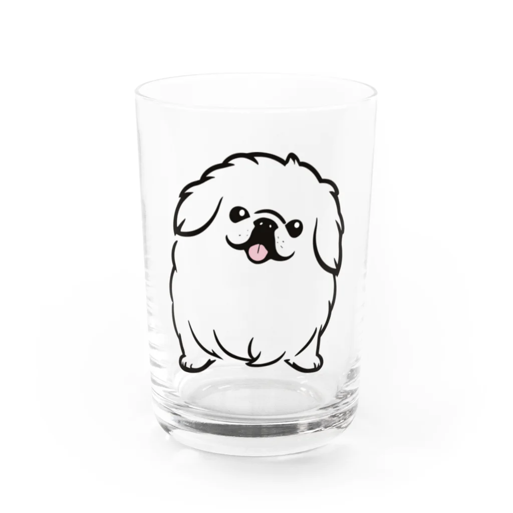 ファンシーTシャツ屋のペキニーズちゃん Water Glass :front