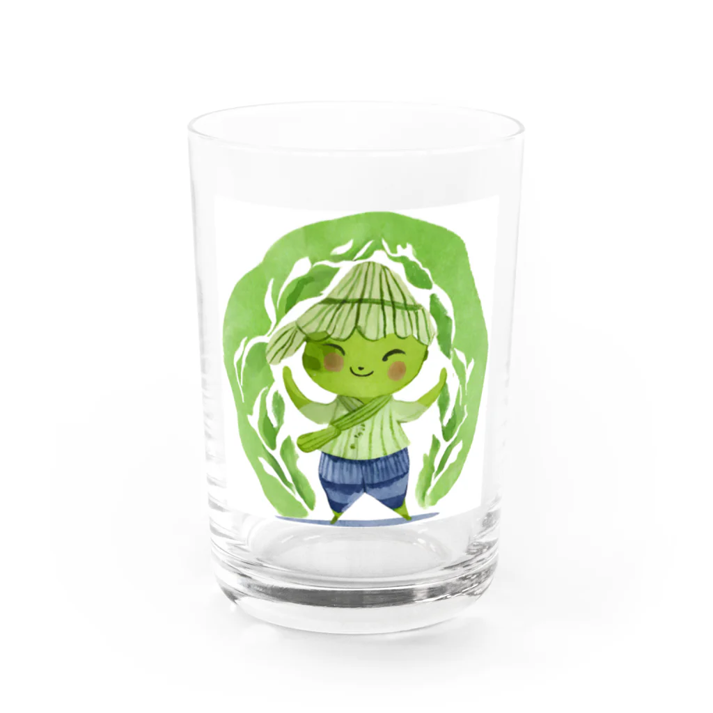 にんにんにんじゃの抹茶の小人 Water Glass :front