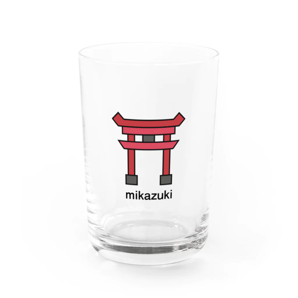 Mikazuki Designのかわいい　鳥居ロゴ　オリジナルグッズ Water Glass :front