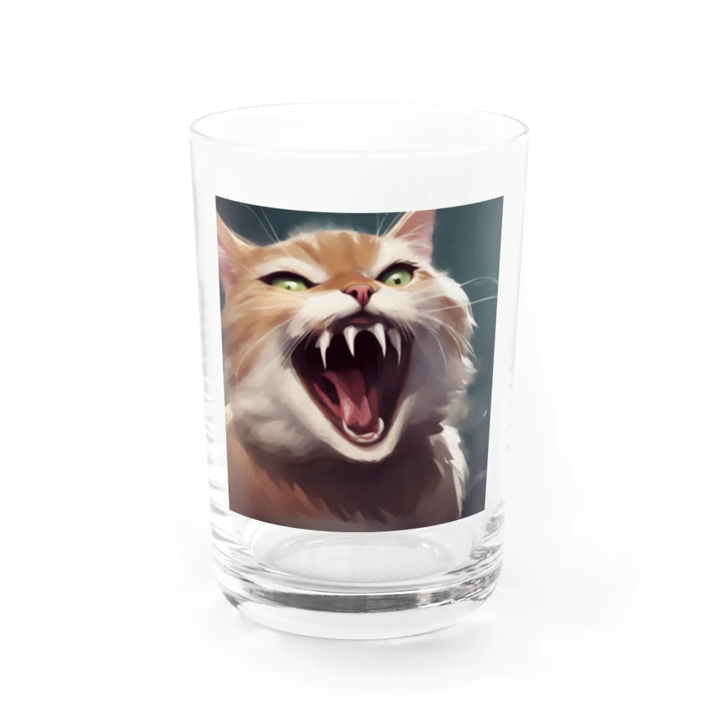 oekakishopのシャーッする猫 Water Glass :front