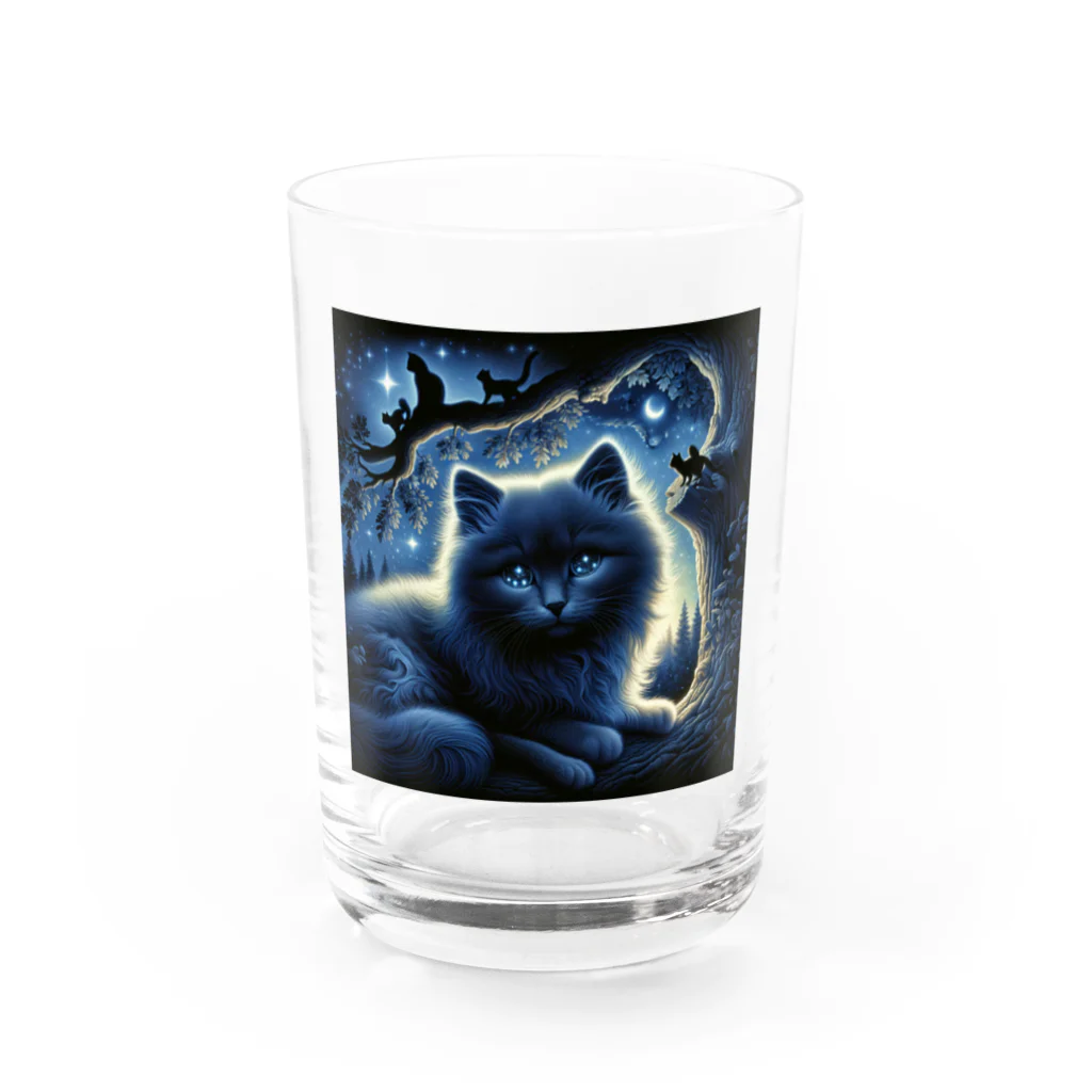 雑貨屋ちぃずの黒猫と夜空 Water Glass :front