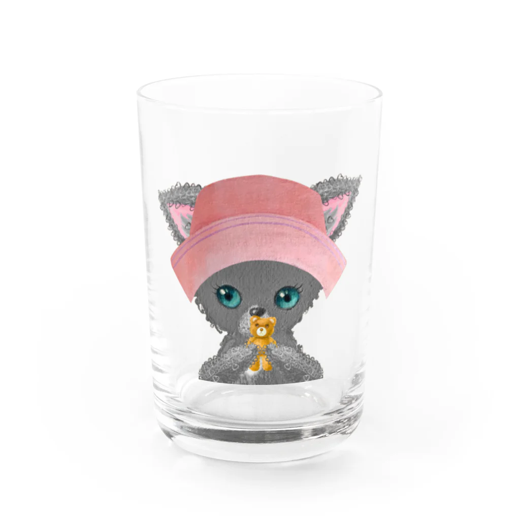 kumartshopの「帽子にゃんこ」クリア Water Glass :front