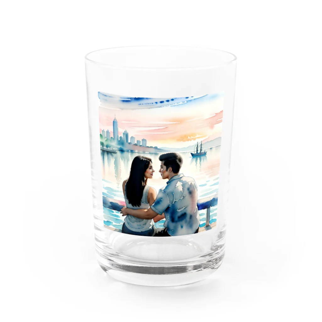 あかいはちのラブロマンスのカップル Water Glass :front