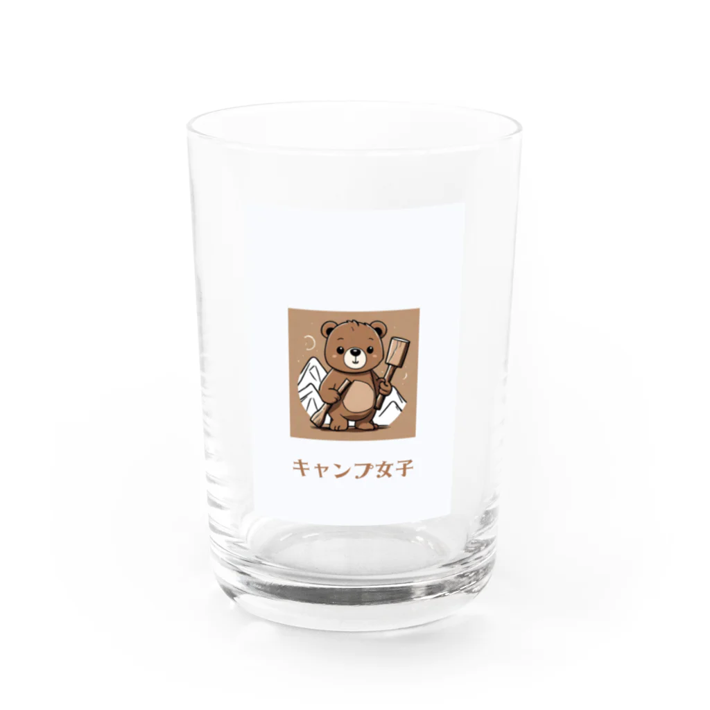 PORUPORU789の薪割りくまちゃん Water Glass :front