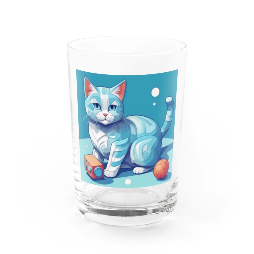 raft.weavingの狩猫ブルー Water Glass :front