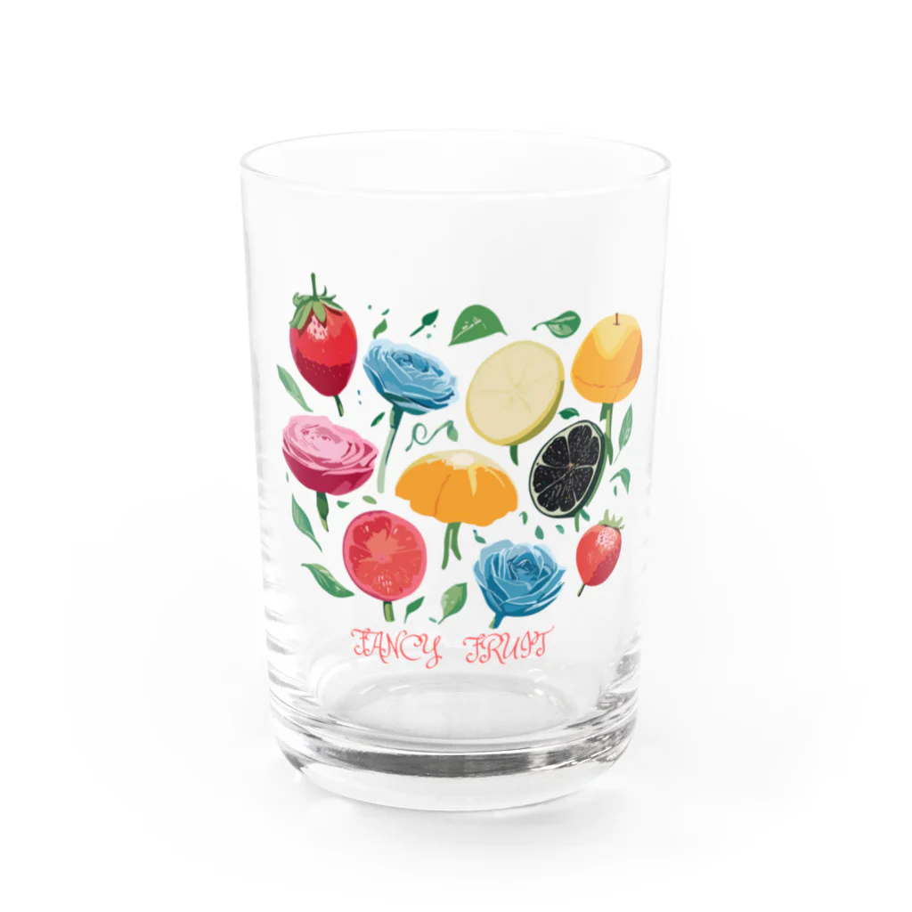 ファンシーTシャツ屋のファンシーフルーツフラワー Water Glass :front