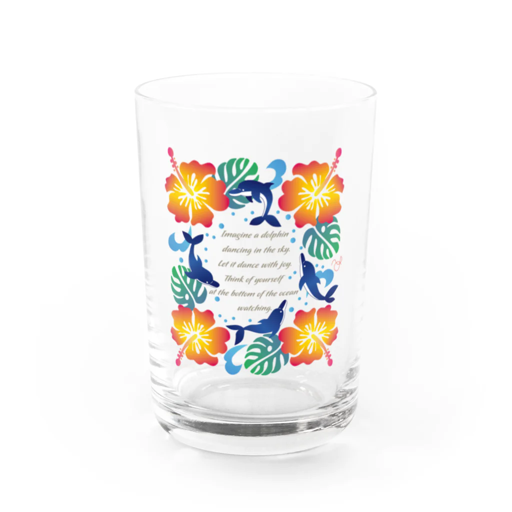 動物のいるデザインのイルカ-001-orange Water Glass :front