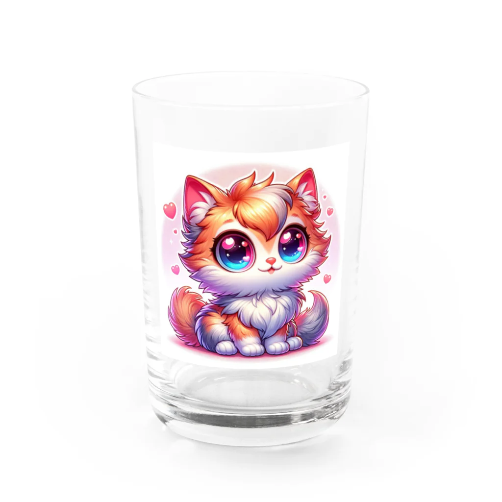 もふもふアニマルズのふわふわ大目な可愛い猫 Water Glass :front