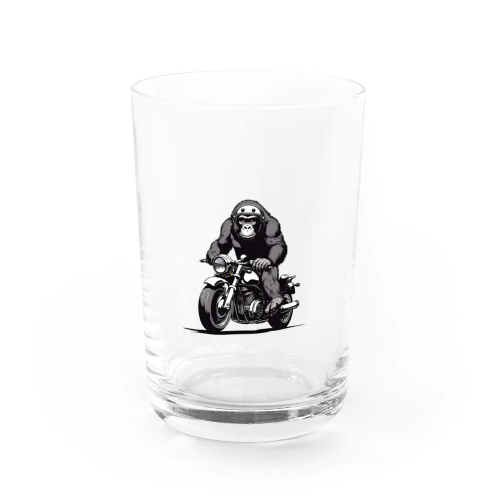 UEKIshopのバイクに乗ったゴリラ Water Glass :front