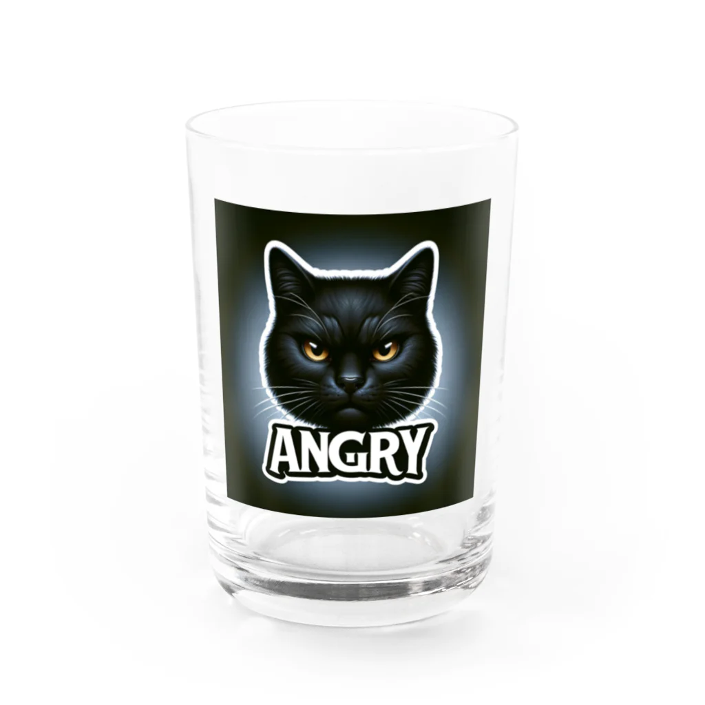 same_sharkのアングリー黒猫シリーズ Water Glass :front