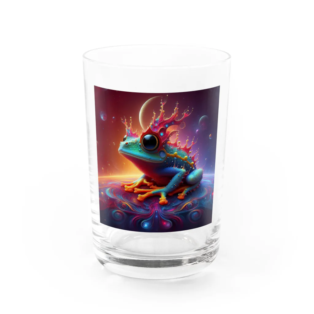 ilovefrogの宇宙の中に浮かぶベルツノガエル Water Glass :front