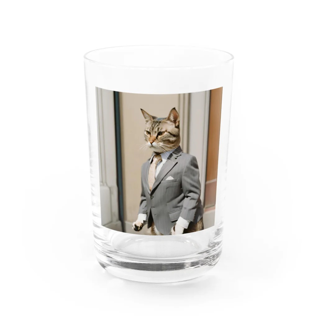 Hello_bananaのスーツねこ Water Glass :front