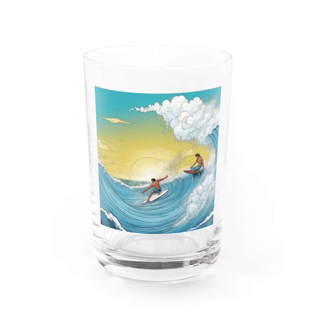 どうぶつやのハワイ　サーフィン Water Glass :front